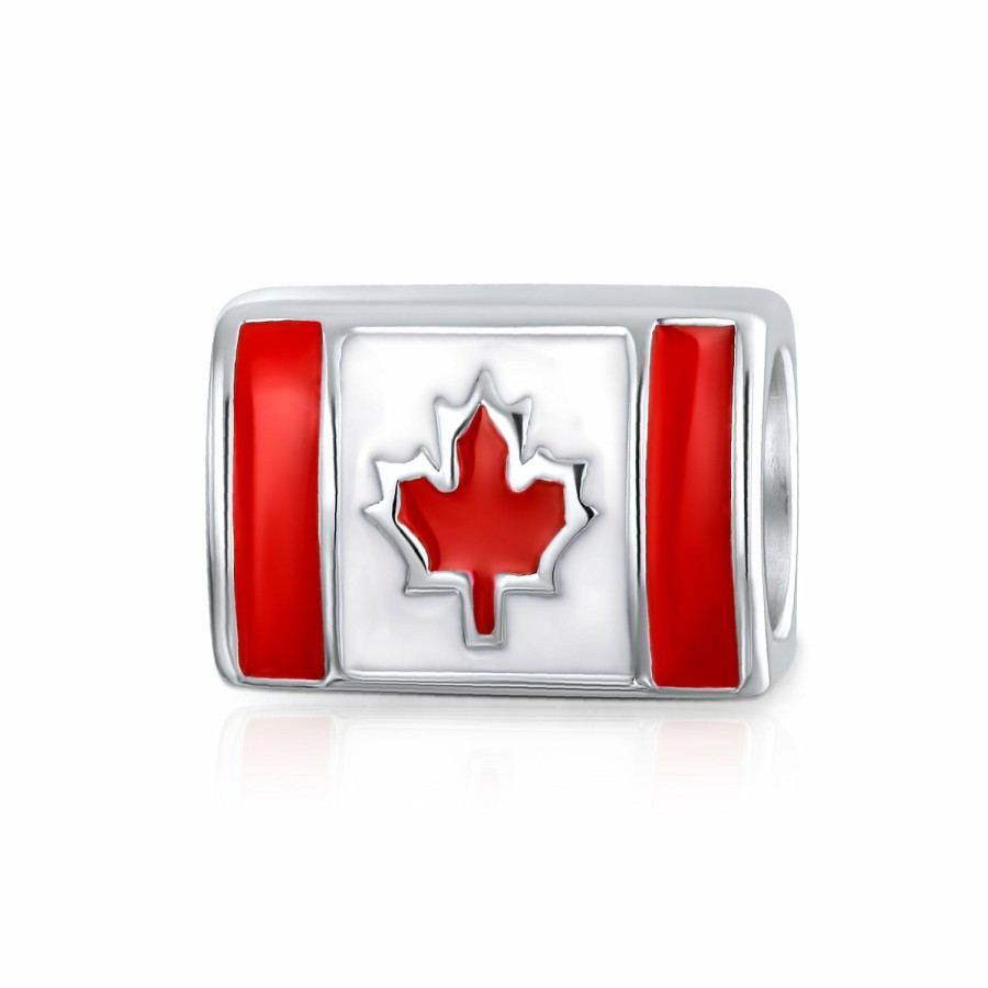 Shop Women Bling Jewelry Dangle Beads | Canadian Travel Dangle Canada Maple Leaf Bead Charm Sterling