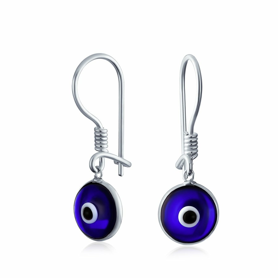 Shop Women Bling Jewelry Dangle Drop Earrings | Glass Evil Eye Dangle Earrings .925 Silver