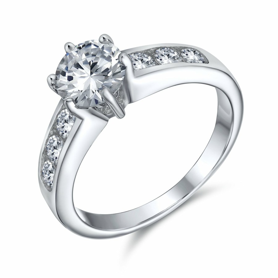 Shop Women Bling Jewelry Engravable Rings | 2Ct Solitaire Aaa Cz 6 Prong Engagement Ring .925Sterling Silver