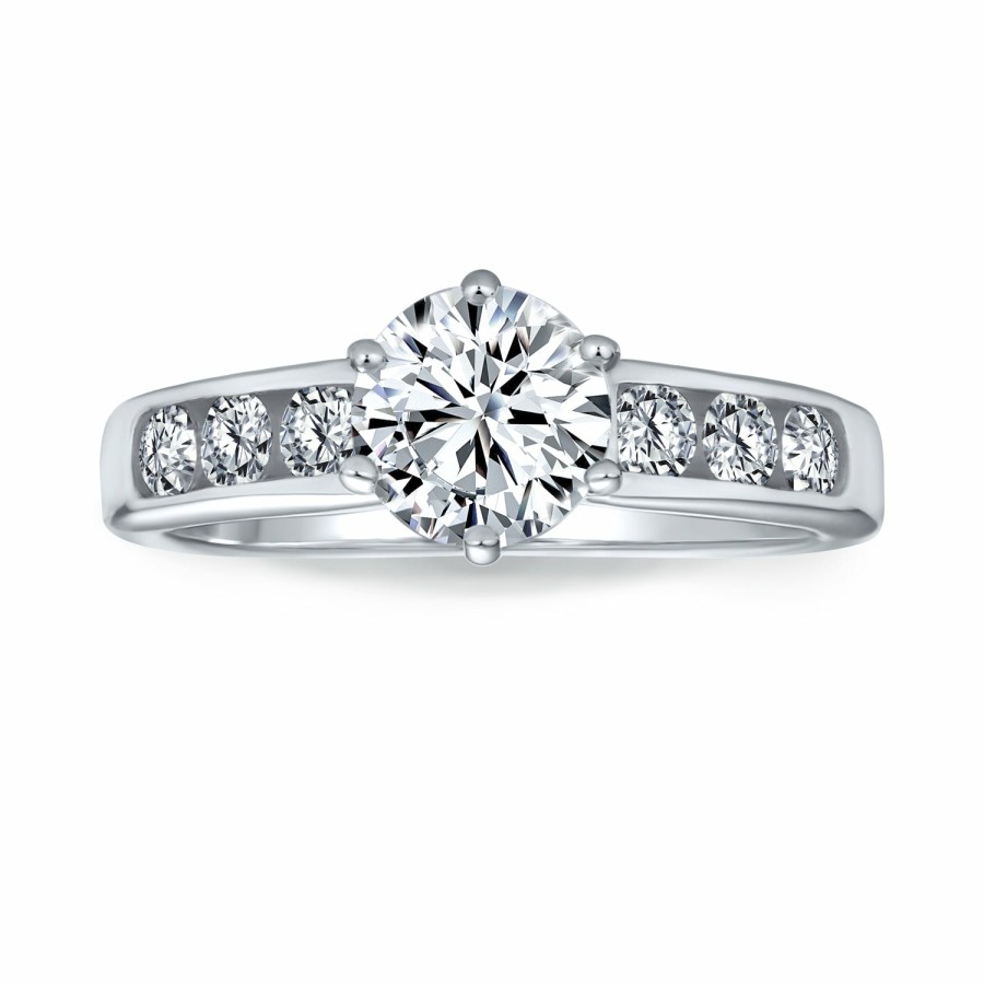 Shop Women Bling Jewelry Engravable Rings | 2Ct Solitaire Aaa Cz 6 Prong Engagement Ring .925Sterling Silver