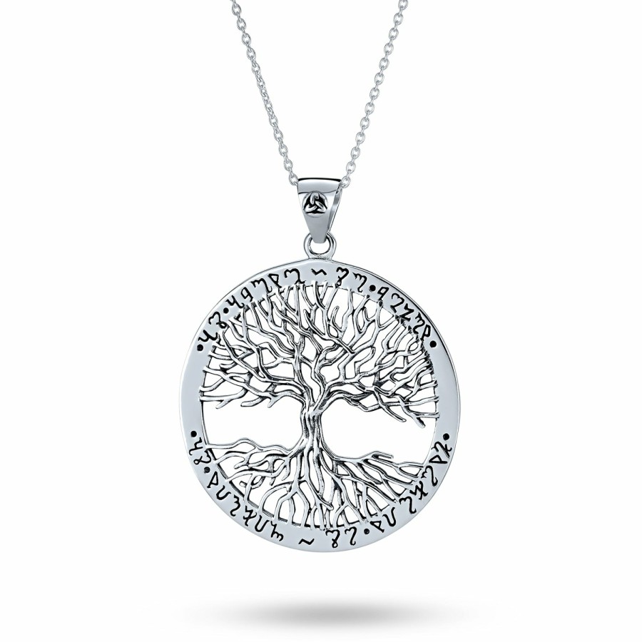 Shop Women Bling Jewelry Engravable Necklaces | Medallion Rising Sun Celtic Knot Tree Of Life Pendant Necklace Sterling