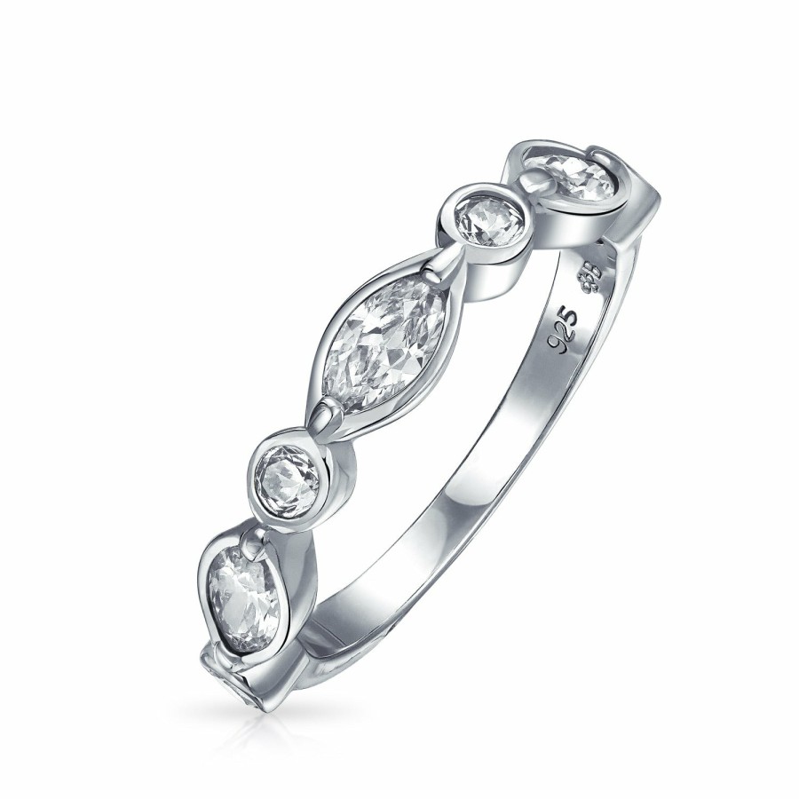 Shop Women Bling Jewelry Stacking Eternity Rings | Cz Thin Bubble Marquise Wedding Band Ring .925 Sterling Silver