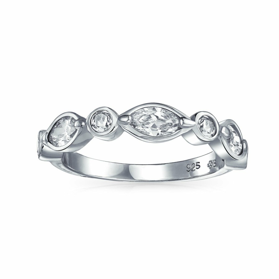 Shop Women Bling Jewelry Stacking Eternity Rings | Cz Thin Bubble Marquise Wedding Band Ring .925 Sterling Silver