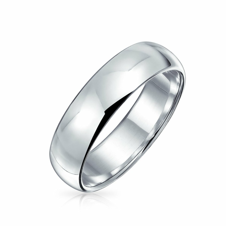 Shop Men Bling Jewelry Mens Engravable Rings | Couples Wedding Band Ring Solid .925 Sterling 5Mm Comfort Fit Silver