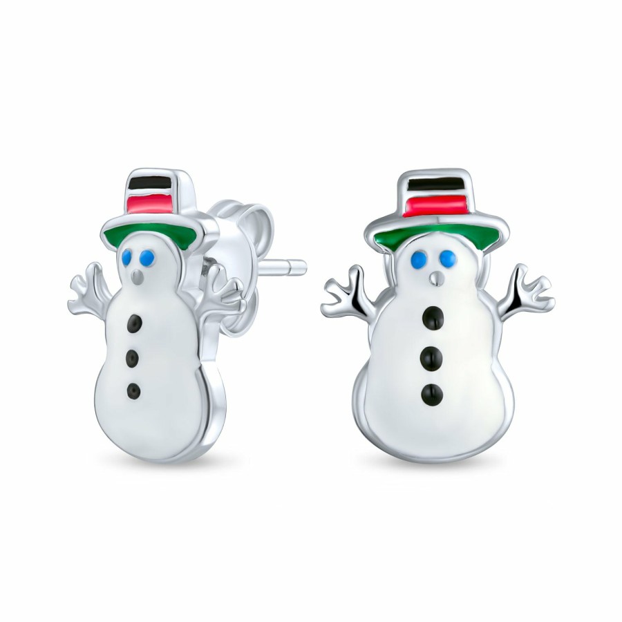 Shop Women Bling Jewelry | Christmas Colorful Enamel Snowman Christmas Tree Gingerbread Man Stud Earrings