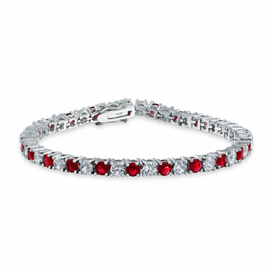 Shop Women Bling Jewelry Tennis Bracelets | Round Solitaire Cz Tennis Bracelet Imitation Gemstones Silver Plated