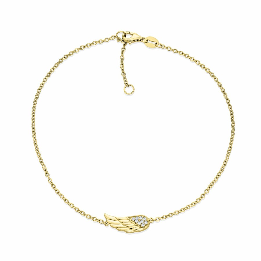 Shop Women Bling Jewelry Delicate Bracelets | Angel Wing Anklet Charm Cz Bracelet Plated Sterling