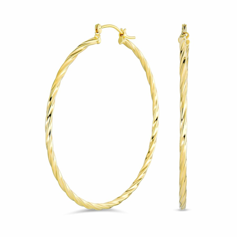 Shop Women Bling Jewelry Hoops Huggies Earrings | Classic Twisted Cable Rope Light Weight Hoop Earrings Plated .75-2.5 Inch