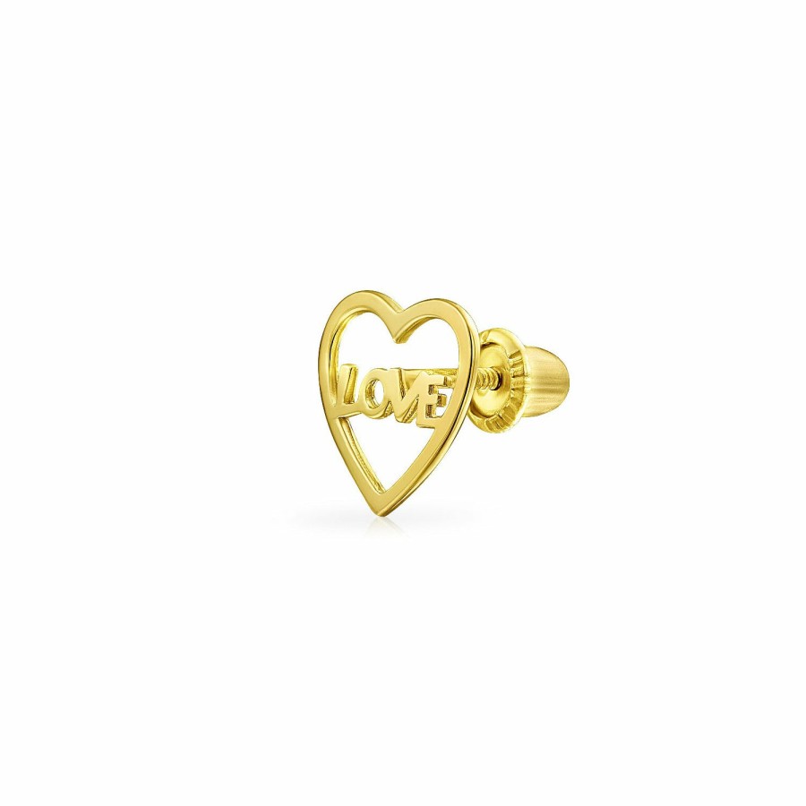 Shop Women Bling Jewelry Stud Earrings | Tiny 14K Gold Infinity Love Symbol Heart Cartilage Ear Lobe Earring