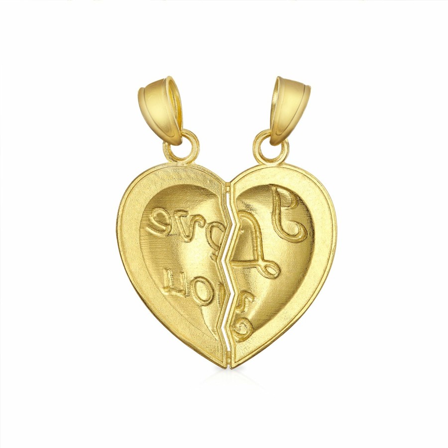 Shop Women Bling Jewelry Pendant Necklaces | 14K Yellow Gold I Love You Piece Of My Heart Puzzle Pendant