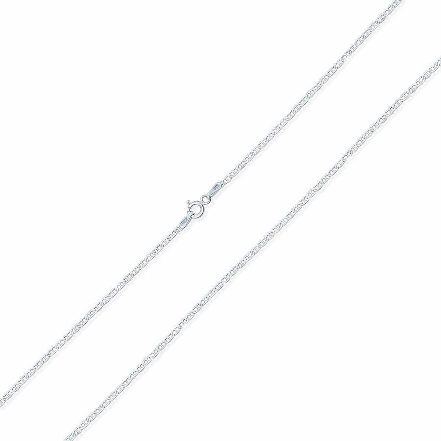 Shop Men Bling Jewelry Mens Necklace Chains | Thin Flat Mariner Anchor Chain 2Mm Necklace Sterling Silver Italian