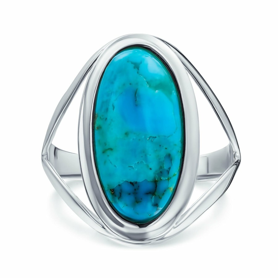 Shop Women Bling Jewelry Unique Rings | Western Native American Style Oval Turquoise Ring .925Sterling Silver