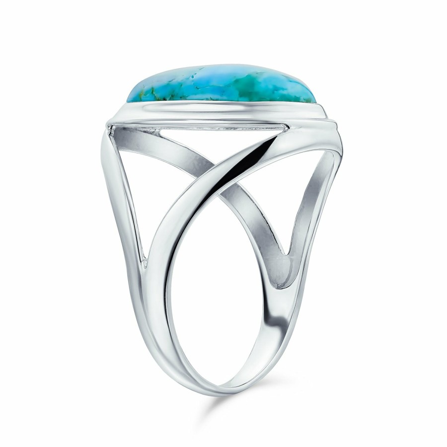 Shop Women Bling Jewelry Unique Rings | Western Native American Style Oval Turquoise Ring .925Sterling Silver