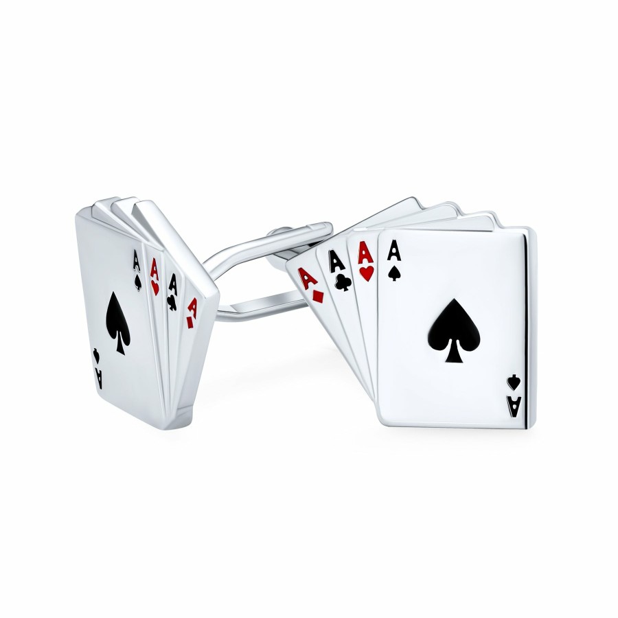 Shop Men Bling Jewelry Cufflinks | 4 Of A Kind Aces Playing Cards Poker Player Cufflinks Shirt Steel