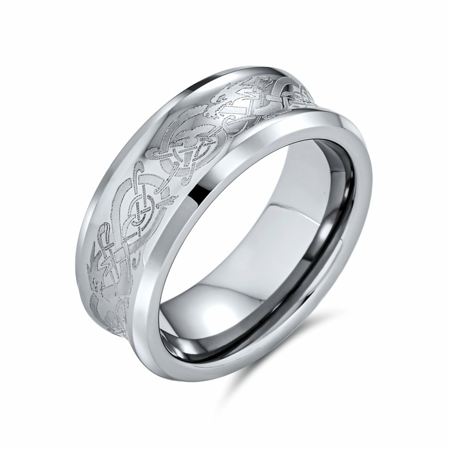 Shop Men Bling Jewelry Mens Engravable Rings | Couples Celtic Dragon Wedding Band Ring Titanium 8Mm