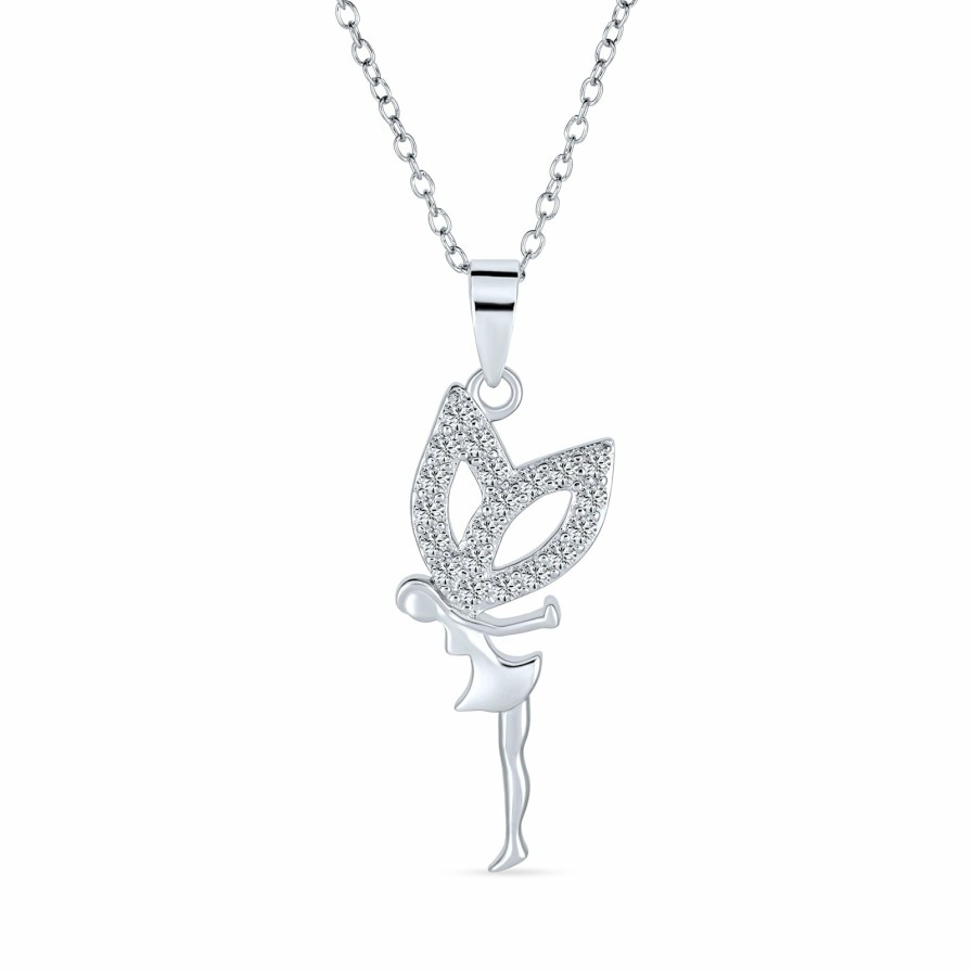 Shop Women Bling Jewelry | Fairy Angel Cubic Zirconia Cz Pendant .925 Sterling Silver Necklace