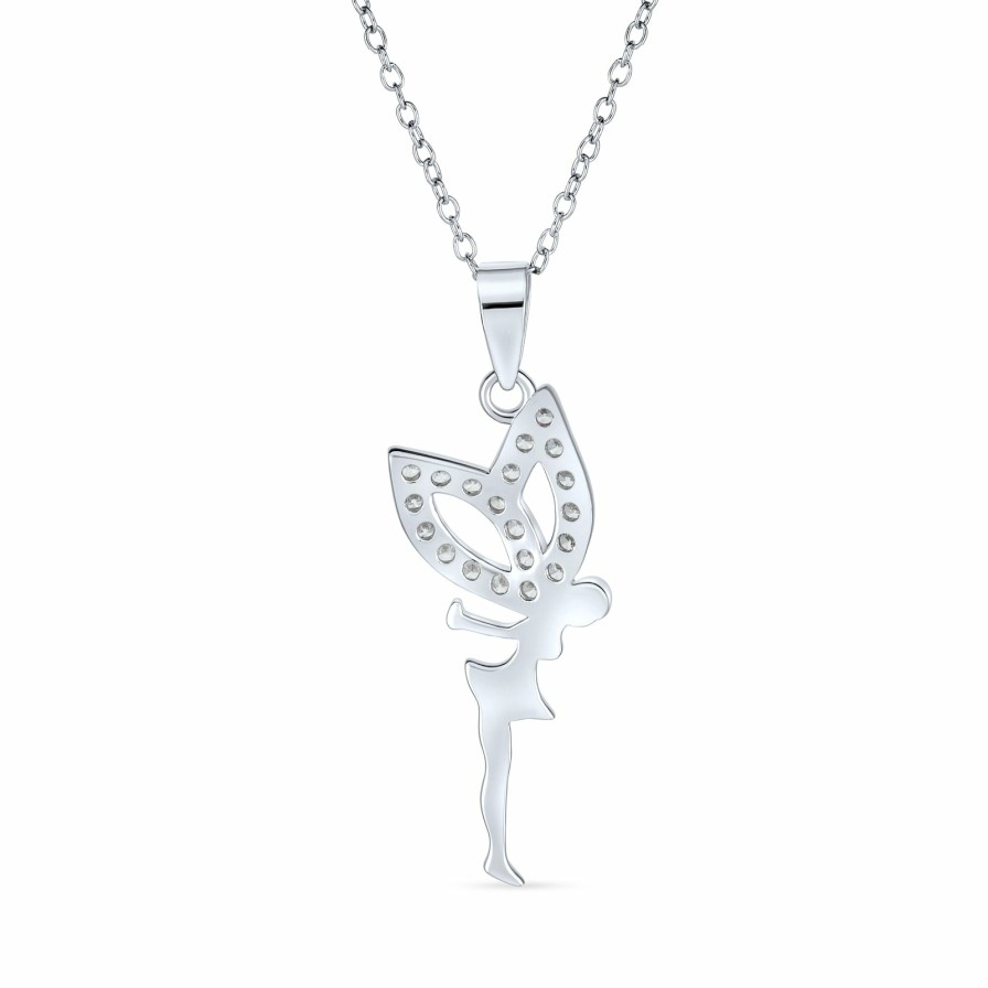 Shop Women Bling Jewelry | Fairy Angel Cubic Zirconia Cz Pendant .925 Sterling Silver Necklace