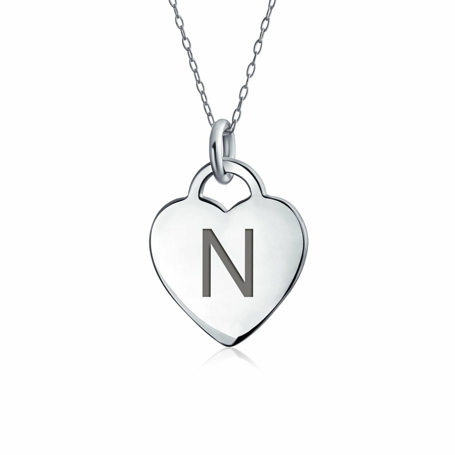 Shop Women Bling Jewelry Ankle Bracelets | Letter Block Alphabet Initial Heart Pendant Necklace Sterling