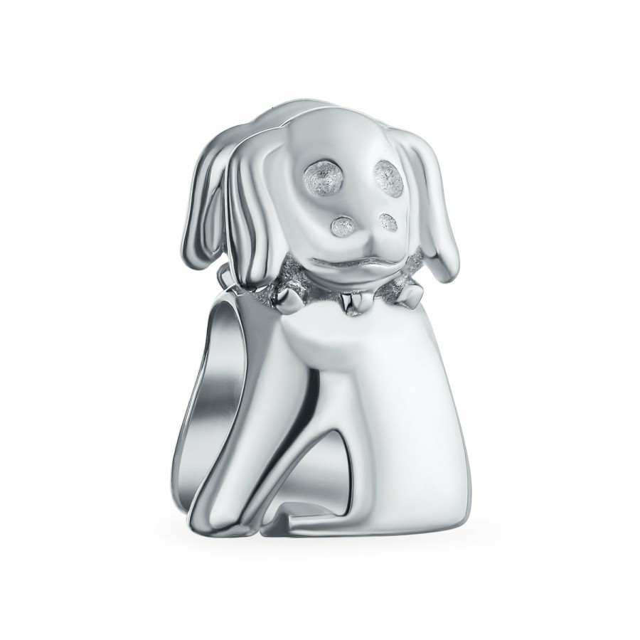 Shop Women Bling Jewelry Engravable Charms | Puppy Pet Animal Lover Bff Bulldog Dog Face Charm Bead .925