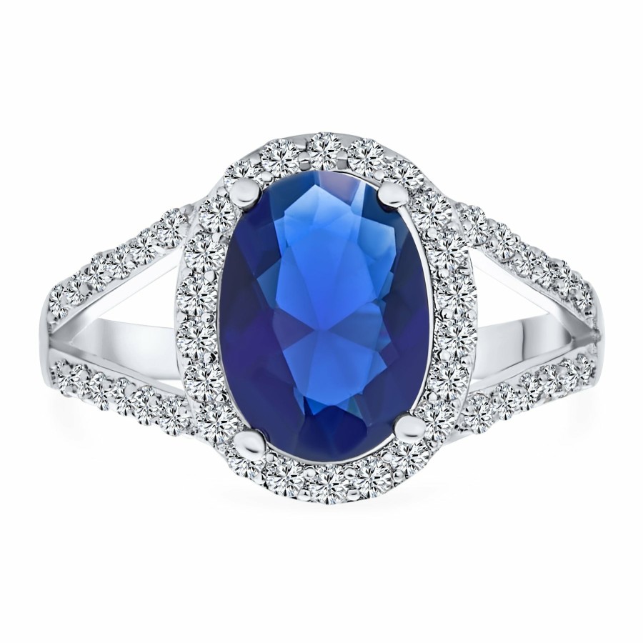 Shop Women Bling Jewelry Engravable Rings | 7-10Ct Aaa Cz Simulated Sapphire Solitaire Engagement Ring