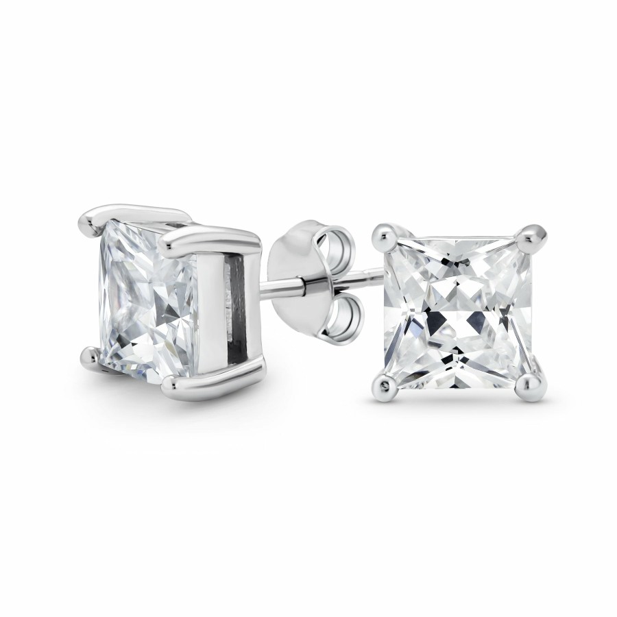 Shop Women Bling Jewelry Stud Earrings | Square Solitaire Brilliant Princess Cut Aaa Cz Stud Earrings For Women