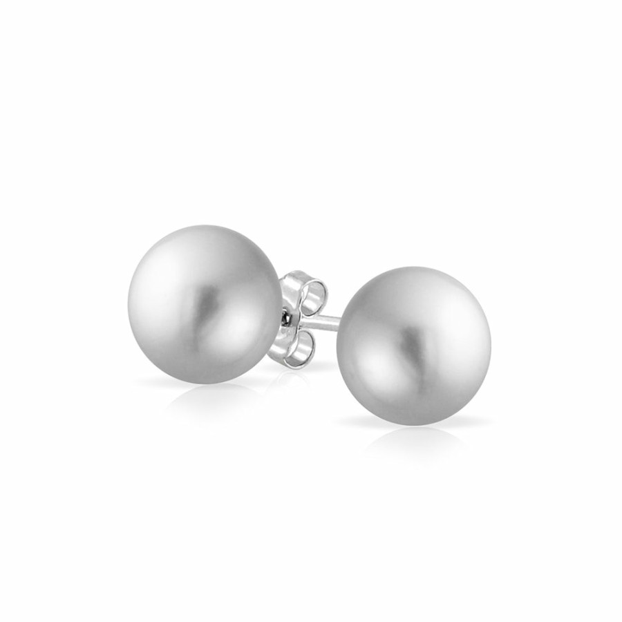 Shop Women Bling Jewelry Stud Earrings | Classic Simple Pale Imitation Pearl Stud Earrings Sterling Silver