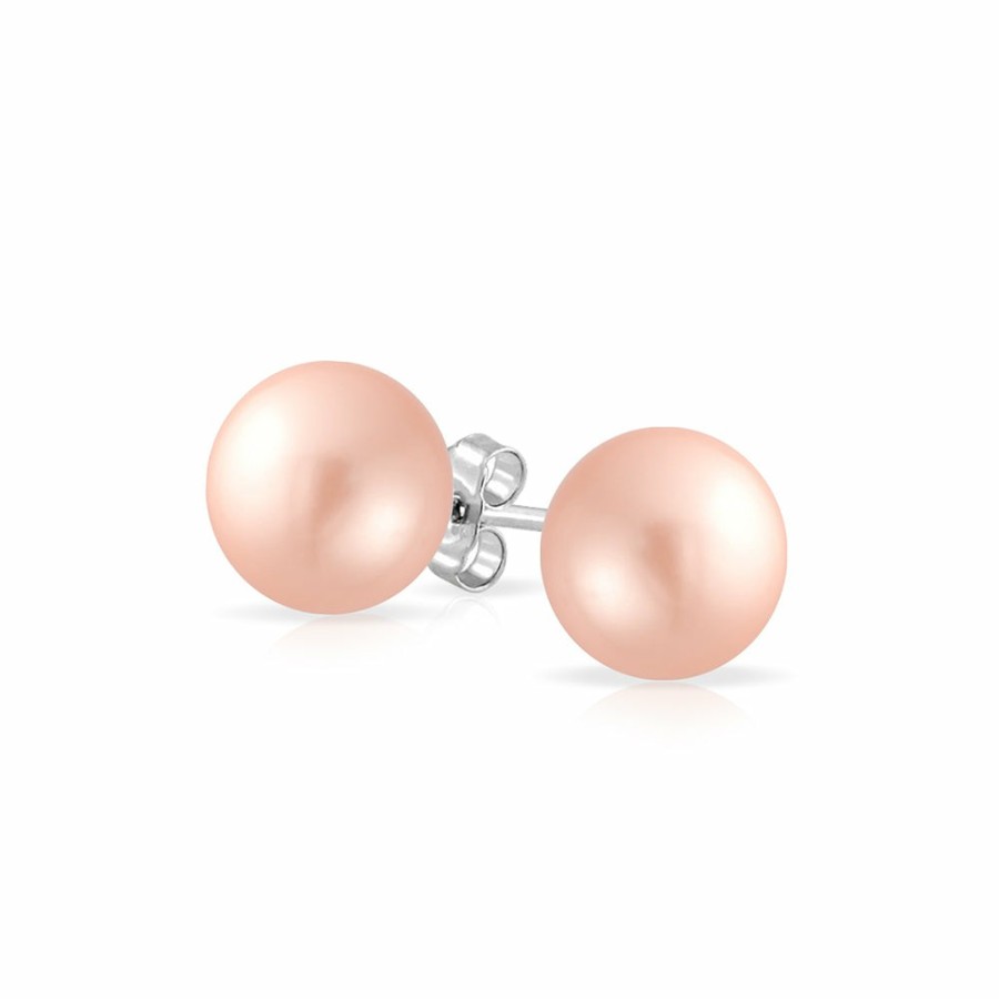 Shop Women Bling Jewelry Stud Earrings | Classic Simple Pale Imitation Pearl Stud Earrings Sterling Silver