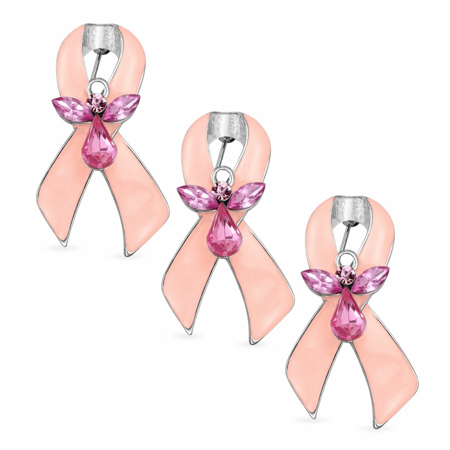 Shop Women Bling Jewelry Pins & Brooches | Support Breast Cancer & Illness Angel Ribbon Awareness Brooch Pin