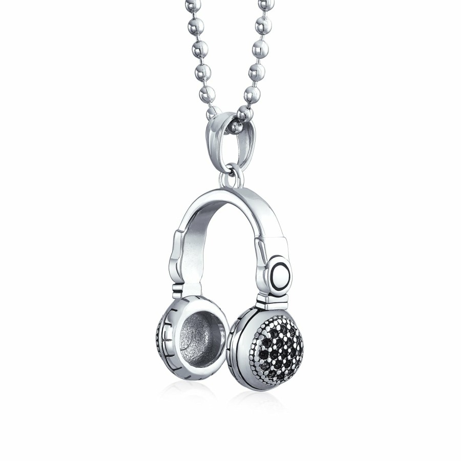 Shop Women Bling Jewelry | Headphones Pendant Hip Hop Music Lover Dj Necklace Stainless Steel