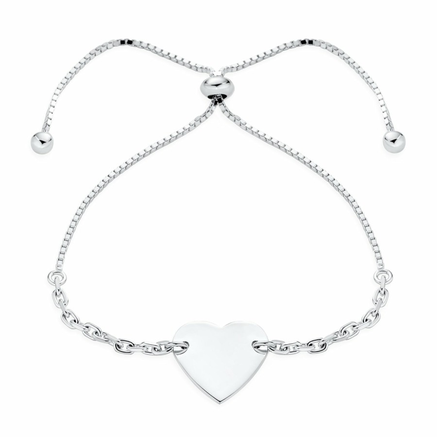 Shop Women Bling Jewelry | Identification Id Tag Initial A-Z Heart Bolo Bracelet Sterling