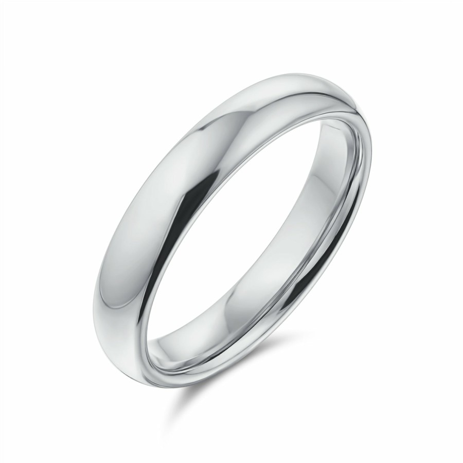 Shop Men Bling Jewelry Mens Rings | Plain Simple .925 Sterling Dome Couples Wedding Band Ring 4Mm Silver