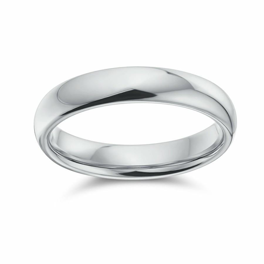 Shop Men Bling Jewelry Mens Rings | Plain Simple .925 Sterling Dome Couples Wedding Band Ring 4Mm Silver