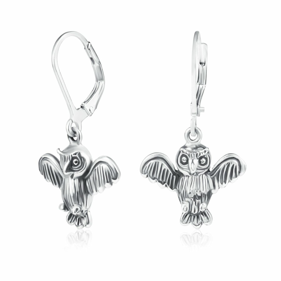 Shop Women Bling Jewelry Dangle Drop Earrings | Flying Wise Owl Bird Dangle Necklace Earrings .925 Sterling