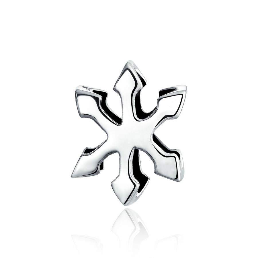 Shop Women Bling Jewelry Dangle Beads | Holiday Winter Snowflake Shape Charm Bead .925 Sterling Silver