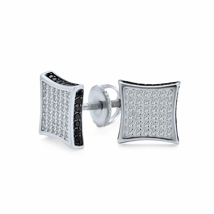 Shop Men Bling Jewelry Mens Earrings | Square Cz Pave White Kite Stud Earrings Sterling Silver