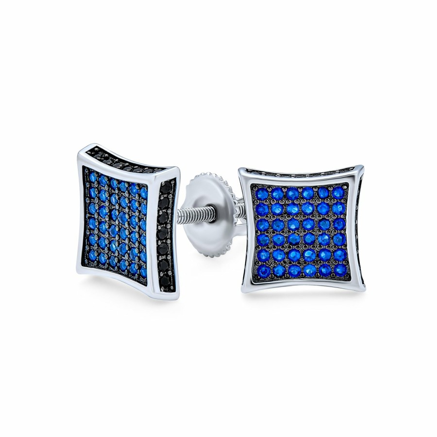 Shop Men Bling Jewelry Mens Earrings | Square Cz Pave White Kite Stud Earrings Sterling Silver