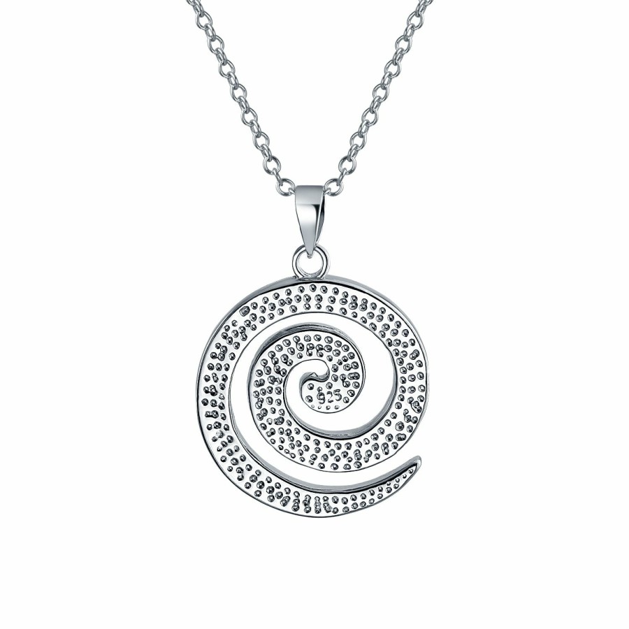 Shop Women Bling Jewelry Pendant Necklaces | Spiral Pendant Blue Created Opal Pendant Necklace .925 Sterling Silver