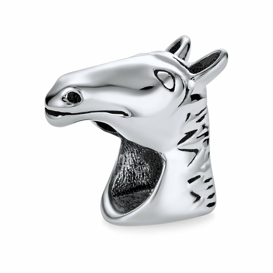 Shop Women Bling Jewelry Animal Beads | Equestrian Helmet Western Horse Horseshoe Dangle Charm Bead 925 Silver