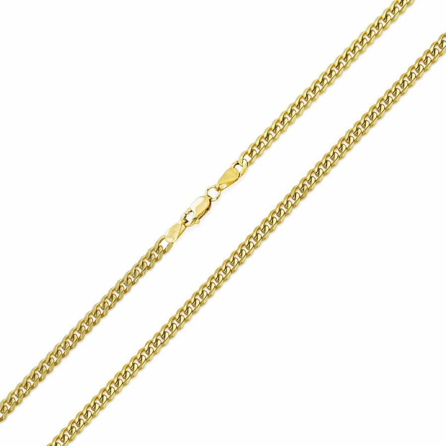 Shop Women Bling Jewelry Chains Necklaces | Genuine Solid Yellow Real 10K Gold Rolo Cable Cuban Chain Necklace 3.5Mm