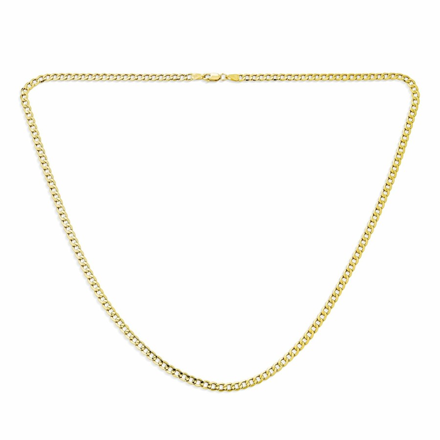 Shop Women Bling Jewelry Chains Necklaces | Genuine Solid Yellow Real 10K Gold Rolo Cable Cuban Chain Necklace 3.5Mm