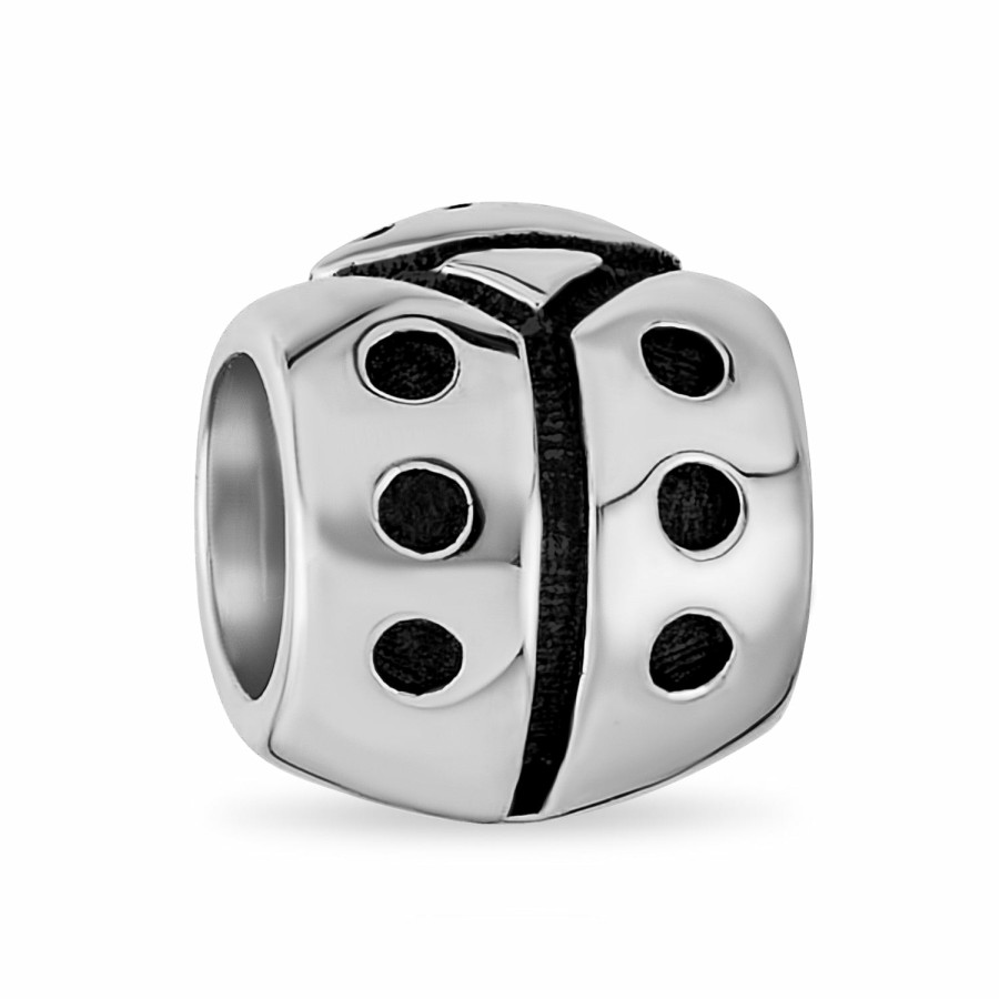 Shop Women Bling Jewelry Animal Beads | Red Ladybug Cute Insect Gardener Lucky Charm Bead .925 Sterling