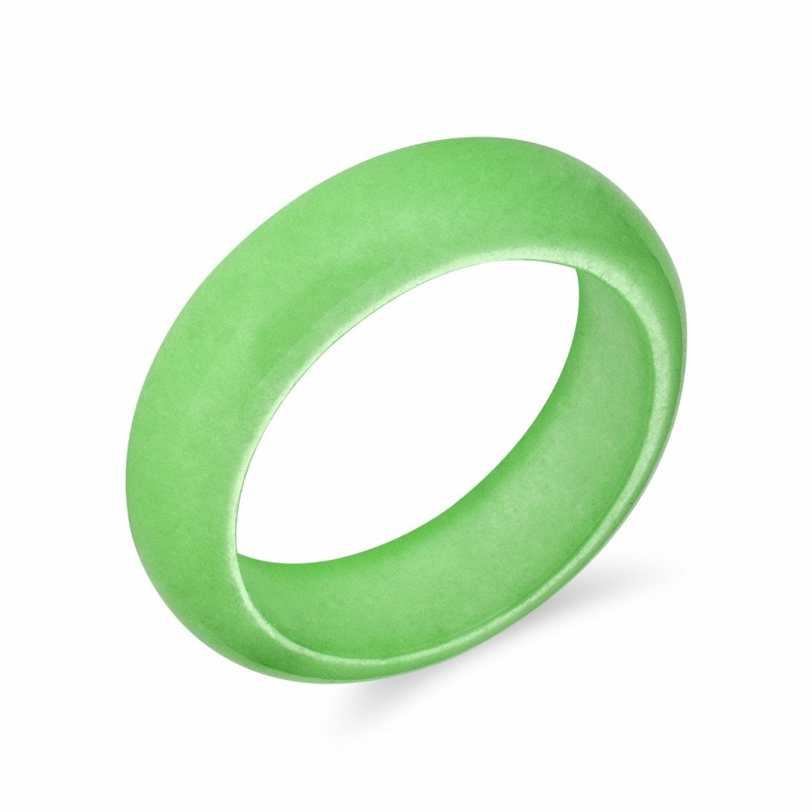 Shop Women Bling Jewelry Unique Rings | Good Luck Energy Smooth Gemstone Stackable Dyed Jade Band Ring