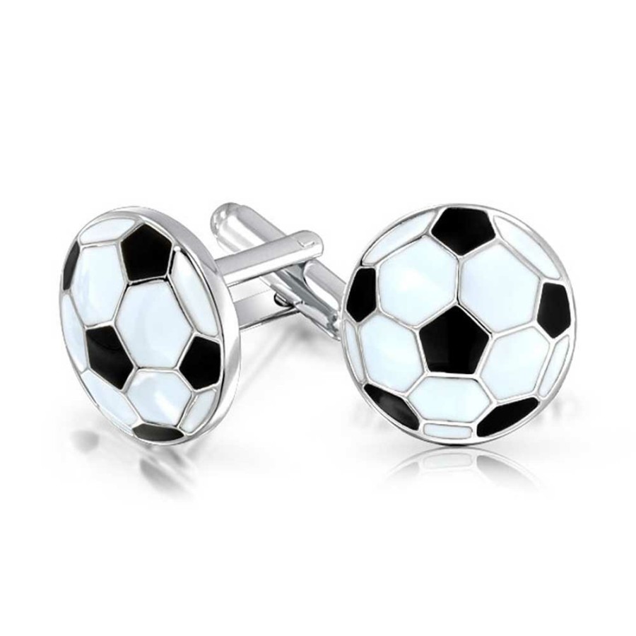 Shop Men Bling Jewelry Cufflinks | Soccer Football Sports Coach Black Cufflinks Brass