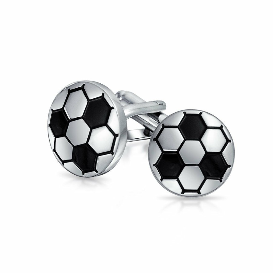 Shop Men Bling Jewelry Cufflinks | Soccer Football Sports Coach Black Cufflinks Brass