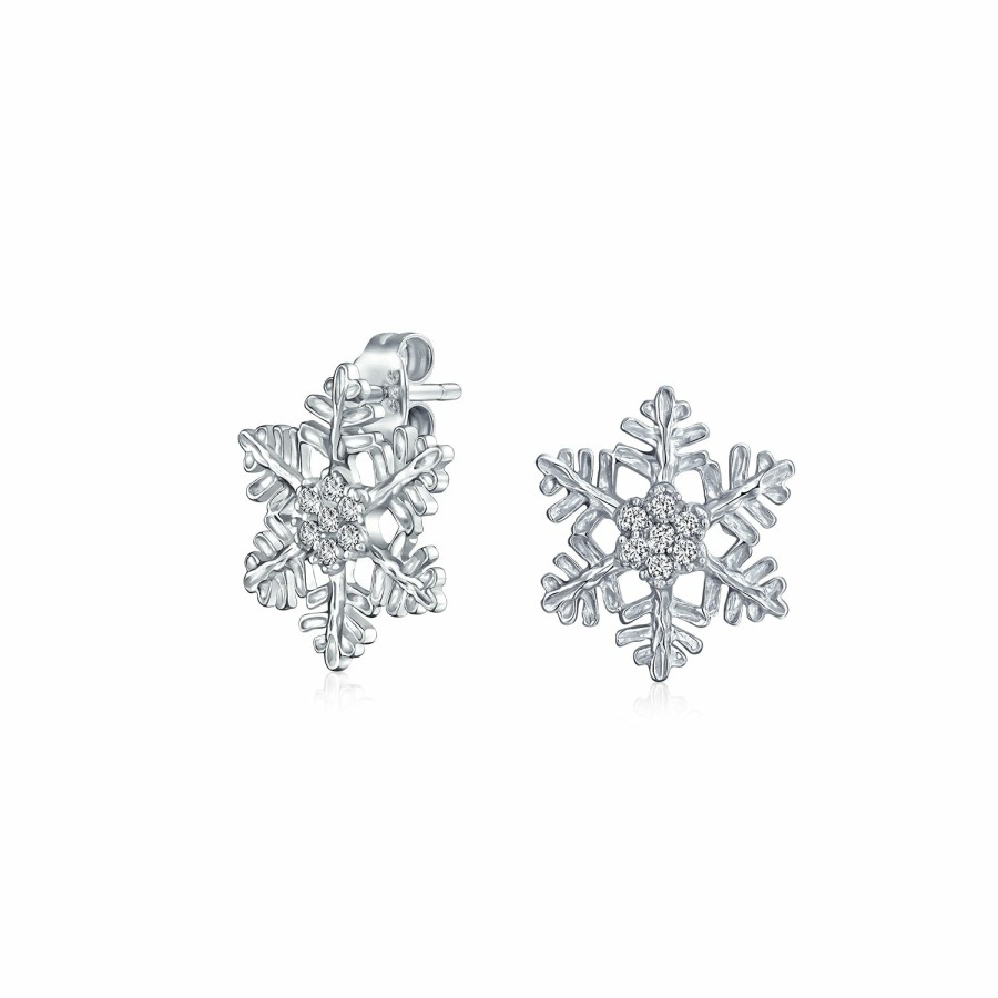 Shop Women Bling Jewelry Stud Earrings | Christmas Set Branch Snowflake Pendant Cz Necklace Stud Earring .925