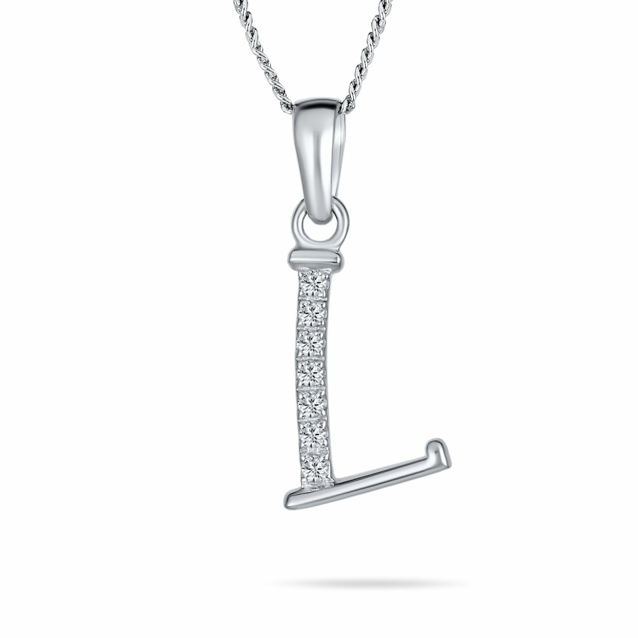 Shop Women Bling Jewelry Engravable Necklaces | Abc Letter Capital Initial Pendant Necklace Pave Cz Sterling Silver