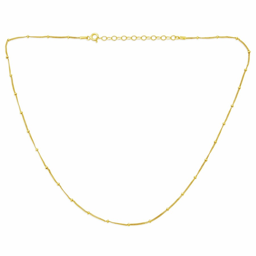 Shop Women Bling Jewelry Chains Necklaces | Petite Saturn Ball Station Chain Necklace 1.5Mm Gold Plated