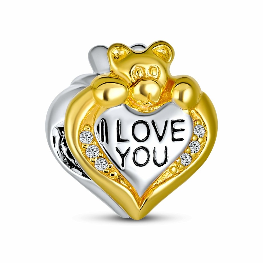 Shop Women Bling Jewelry | Heart & Stuffed Elephant Teddy Bear Hug Charm Bead 925 Sterling