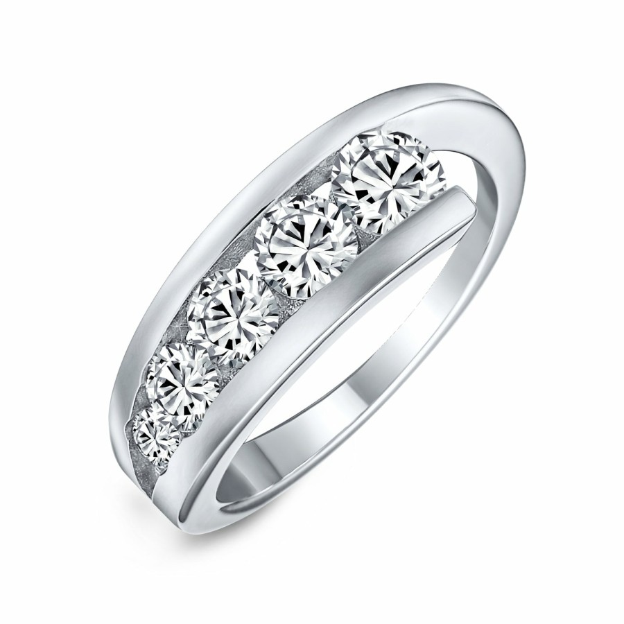 Shop Women Bling Jewelry Wedding Bands | Love Is A Journey Aaa Cz Wedding Band Ring .925 Sterling Silver