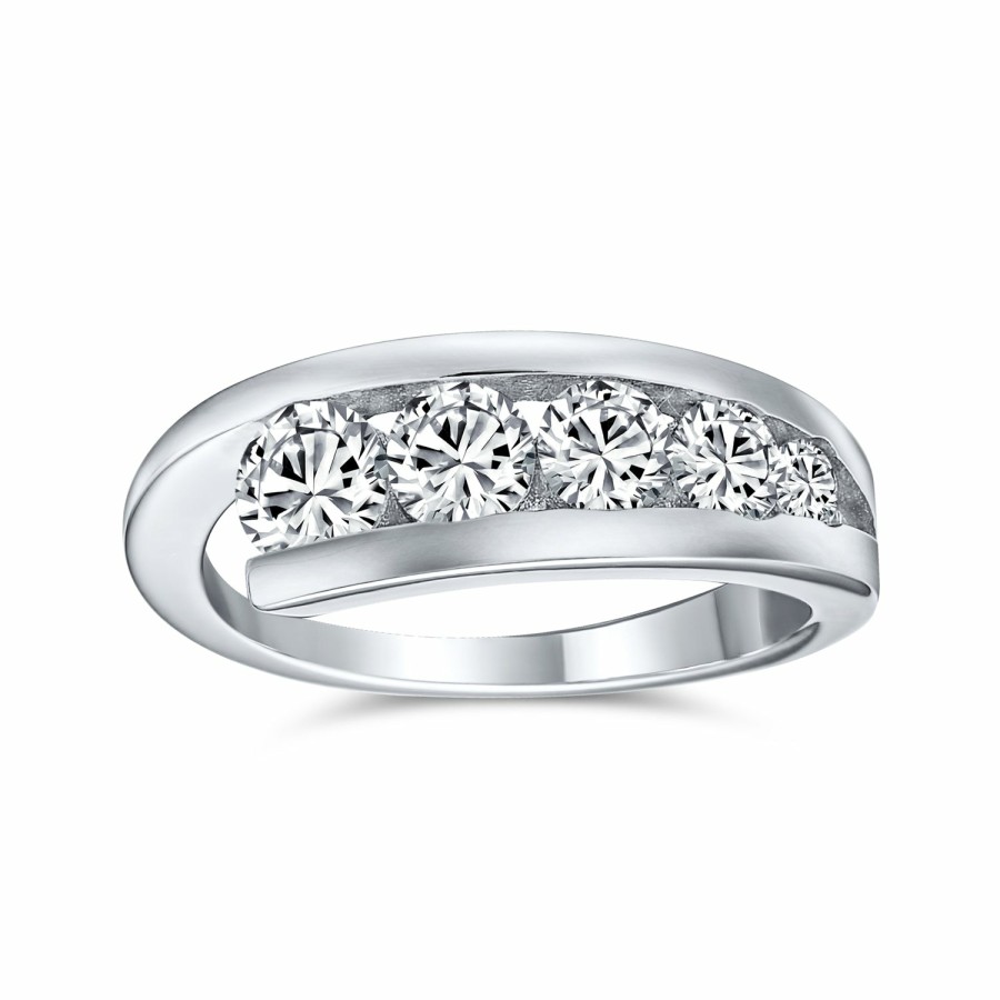 Shop Women Bling Jewelry Wedding Bands | Love Is A Journey Aaa Cz Wedding Band Ring .925 Sterling Silver